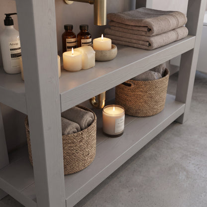 BRAMLEY Medium Grey Solid Wood Bathroom Vanity With Shelf