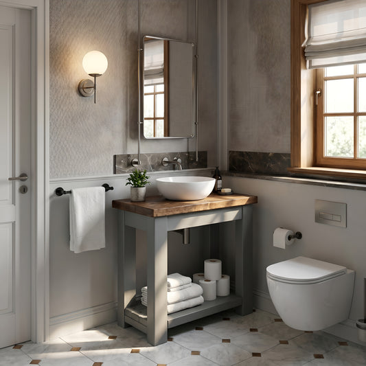 BREVIN Bathroom Vanity / Wash Basin / Grey Painted Bathroom Unit