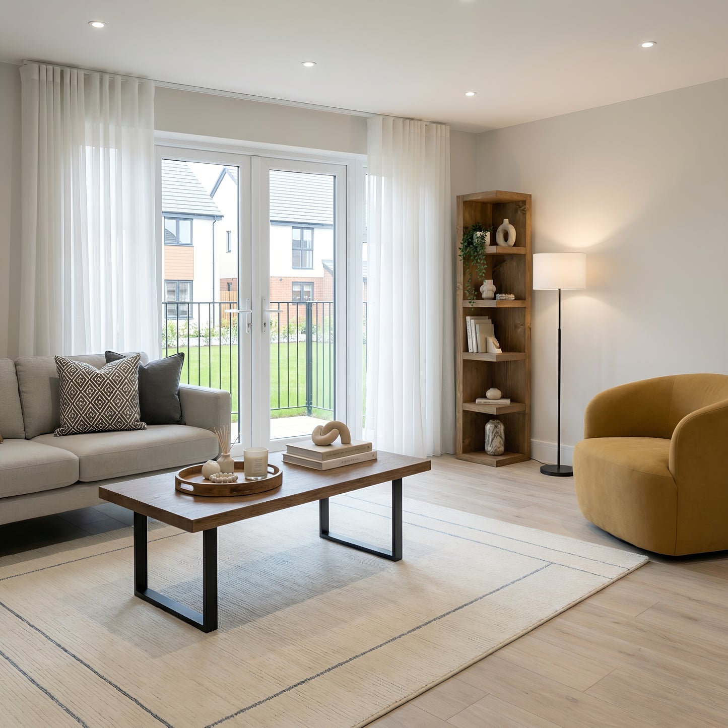 Cotswold Solid Wood Corner Bookshelf –  Bookcase, Rustic Scandinavian Design