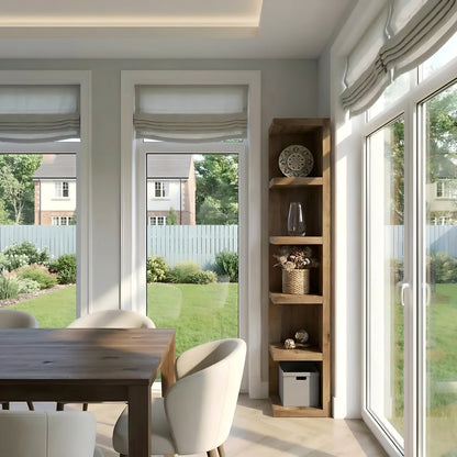 Cotswold Solid Wood Corner Bookshelf –  Bookcase, Rustic Scandinavian Design