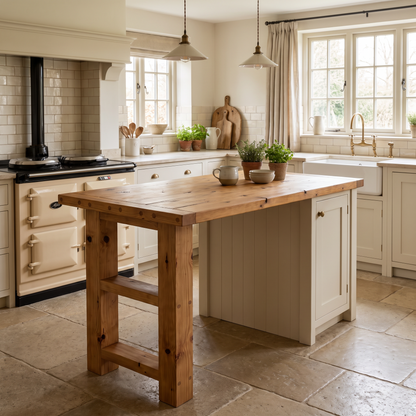 CRESSWELL Kitchen Island Top With Overhang / Breakfast Bar / Rustic Island