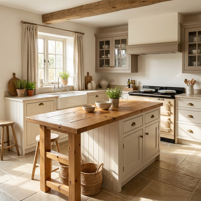 CRESSWELL Kitchen Island Top With Overhang / Breakfast Bar / Rustic Island