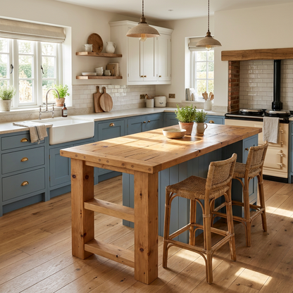 CRESSWELL Kitchen Island Top With Overhang / Breakfast Bar / Rustic Island