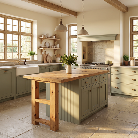 CRESSWELL Kitchen Island Top With Overhang / Breakfast Bar / Rustic Island