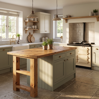 CRESSWELL Kitchen Island Top With Overhang / Breakfast Bar / Rustic Island
