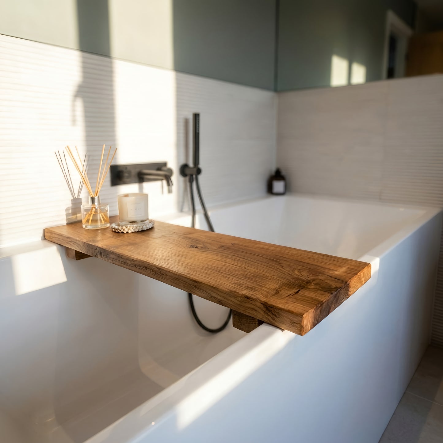 Bath Caddy / Rustic Bath Shelf / Solid Wood