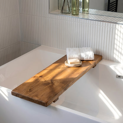 Bath Caddy / Rustic Bath Shelf / Solid Wood