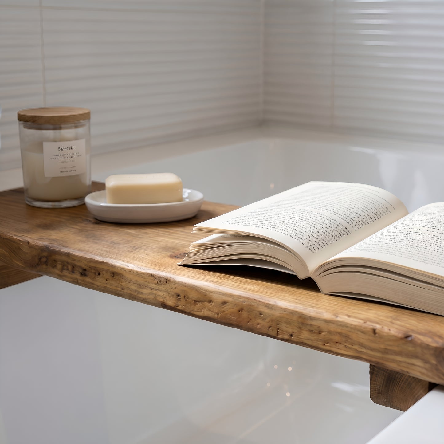Bath Caddy / Rustic Bath Shelf / Solid Wood