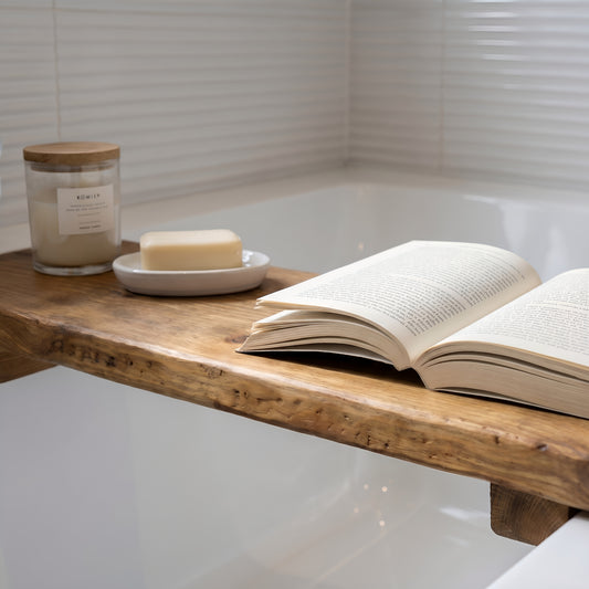 Bath Caddy / Rustic Bath Shelf / Solid Wood