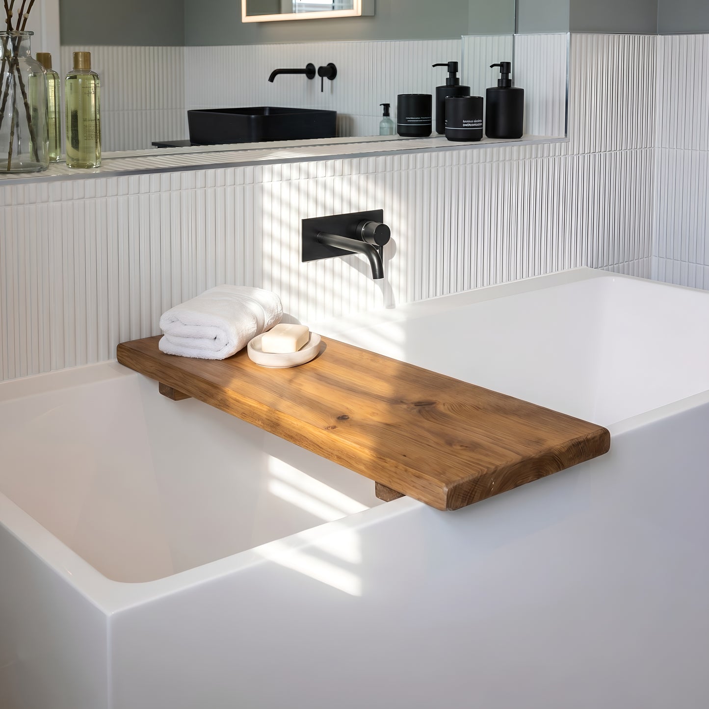 Bath Caddy / Rustic Bath Shelf / Solid Wood