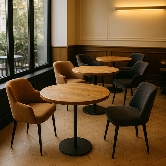Round Solid Wood Tables With Pole Leg For Cafes and Restaurants Hospitality (Bulk Order)