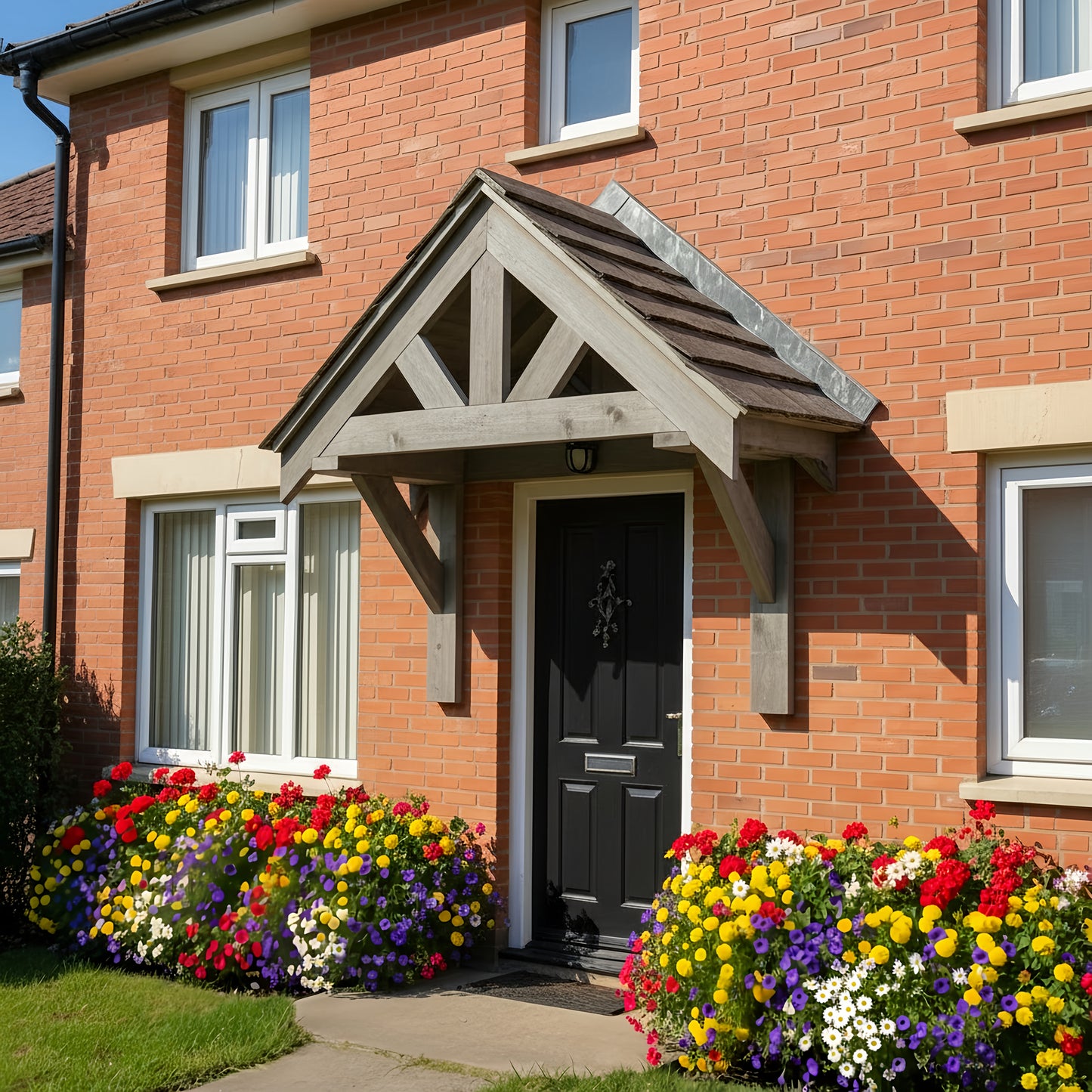 Solid Pine Wood Door Canopy Porch Kit – Outdoor Timber Entrance Cover