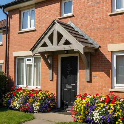 Solid Pine Wood Door Canopy Porch Kit – Outdoor Timber Entrance Cover