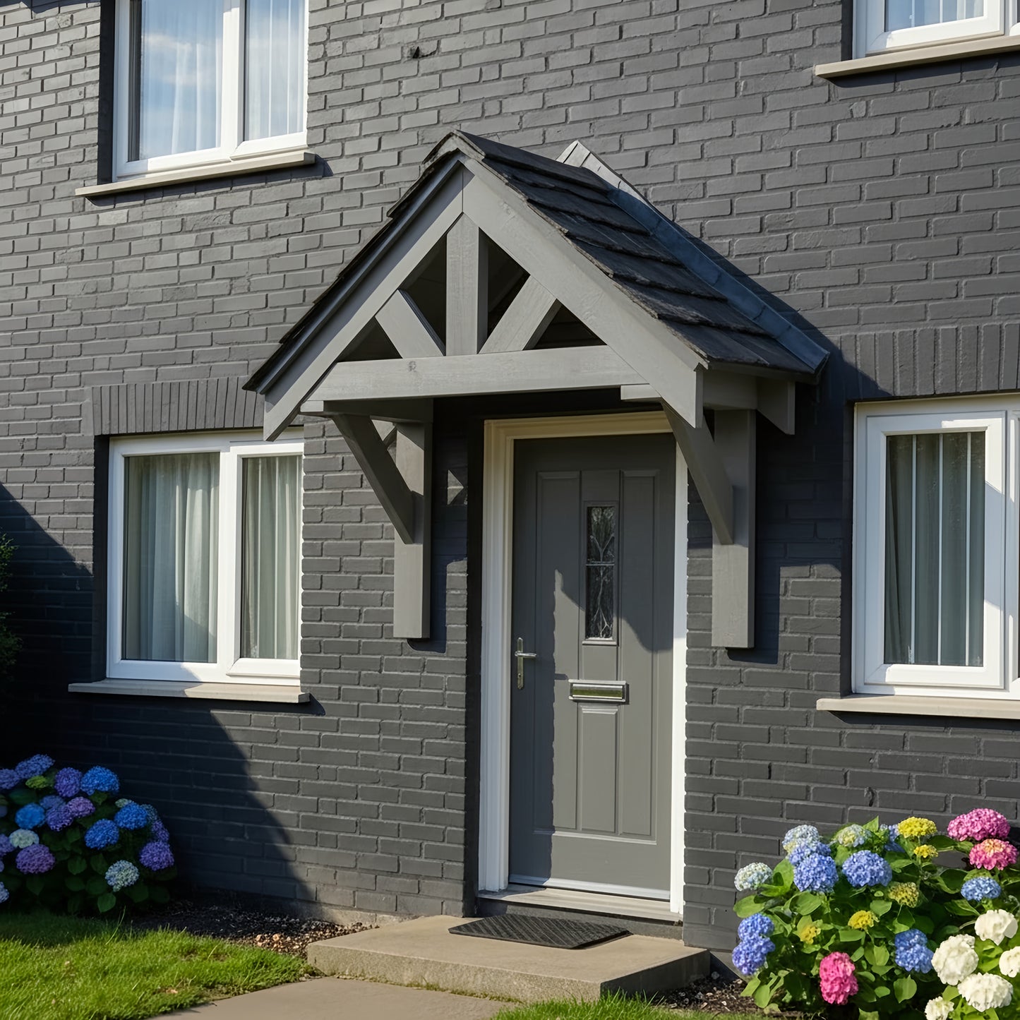 Solid Pine Wood Door Canopy Porch Kit – Outdoor Timber Entrance Cover