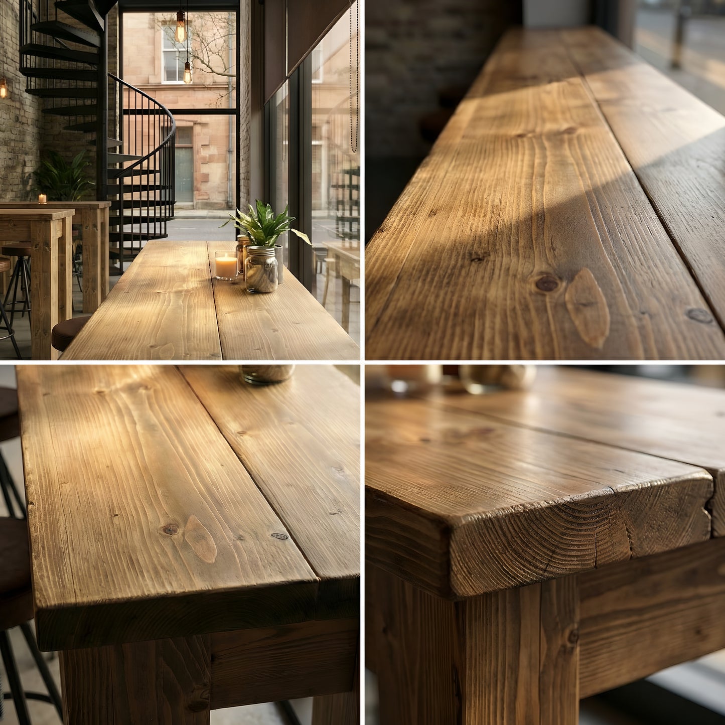 Canyon Solid Wood Table / Breakfast Bar For Cafe And Restaurants