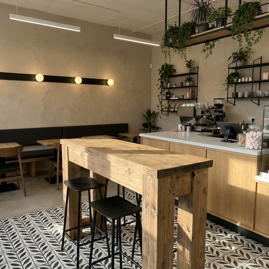 Canyon Solid Wood Table / Breakfast Bar For Cafe And Restaurants