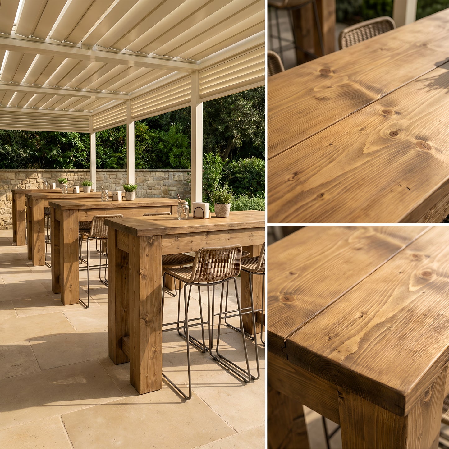 Canyon Solid Wood Table / Breakfast Bar For Cafe And Restaurants