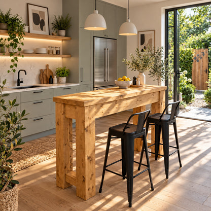 Canyon Light Oak Colour Solid Wood Table / Breakfast Bar / Console Unit