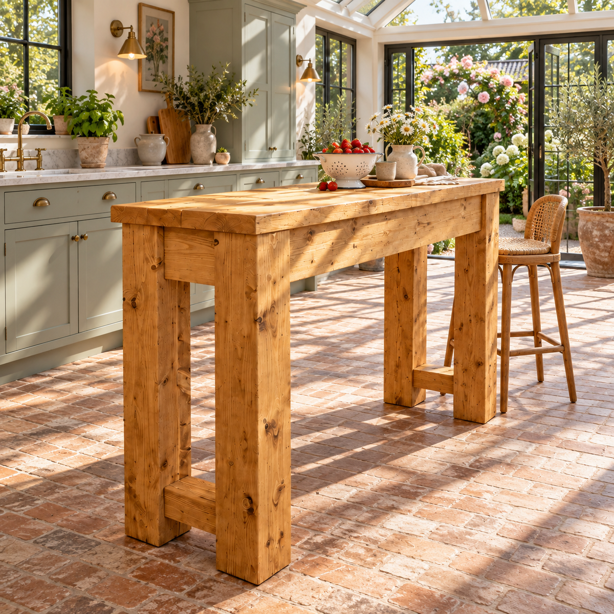 Canyon Light Oak Colour Solid Wood Table / Breakfast Bar / Console Unit