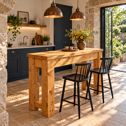 Canyon Light Oak Colour Solid Wood Table / Breakfast Bar / Console Unit