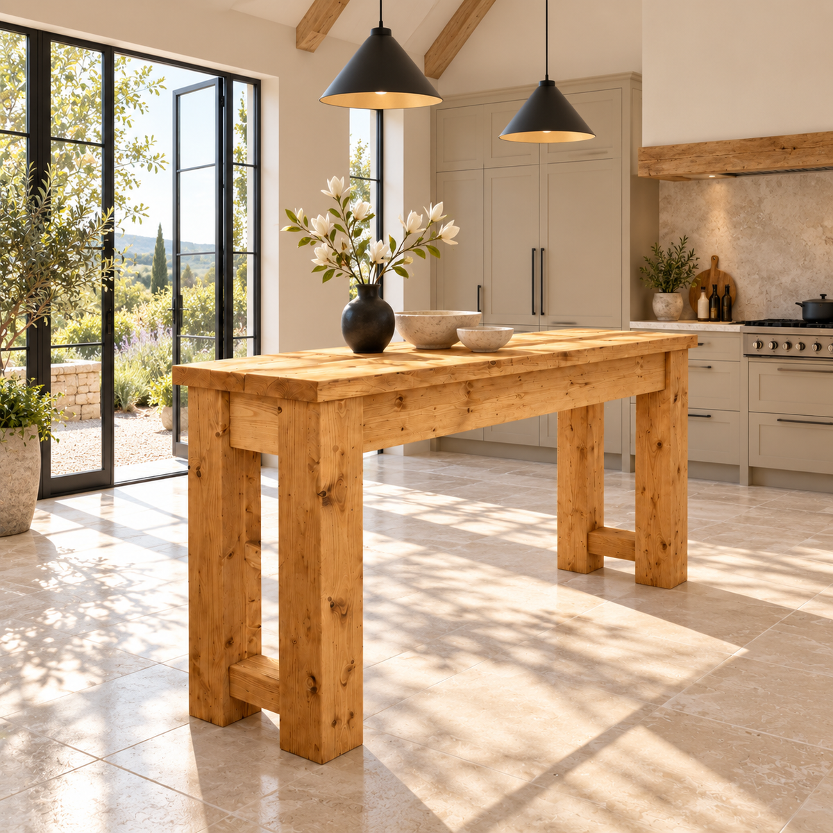 Canyon Light Oak Colour Solid Wood Table / Breakfast Bar / Console Unit