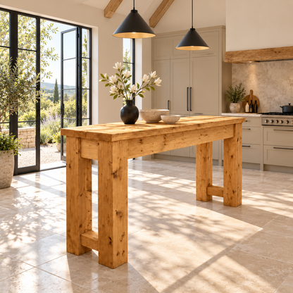 Canyon Light Oak Colour Solid Wood Table / Breakfast Bar / Console Unit