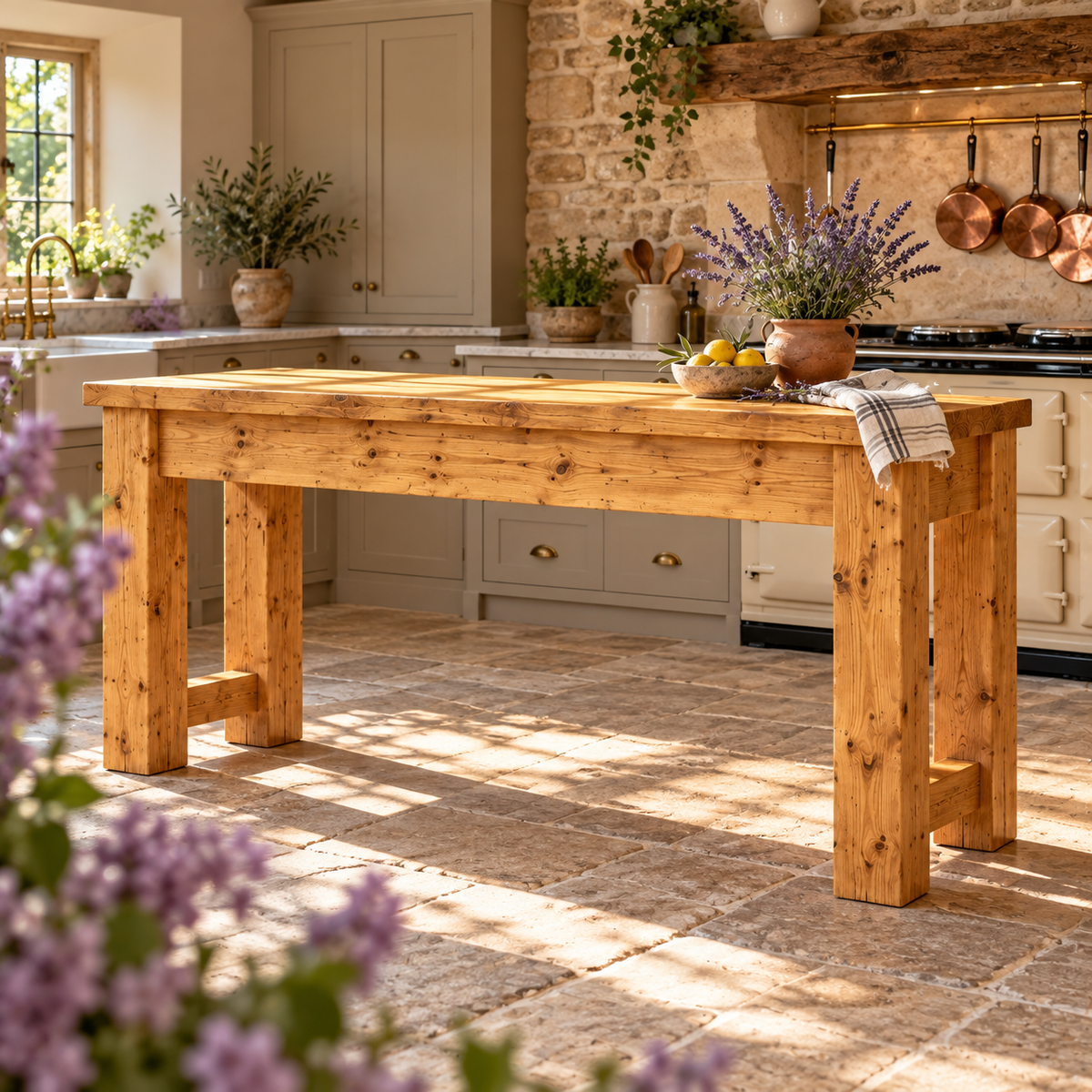 Canyon Light Oak Colour Solid Wood Table / Breakfast Bar / Console Unit