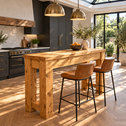 Canyon Light Oak Colour Solid Wood Table / Breakfast Bar / Console Unit