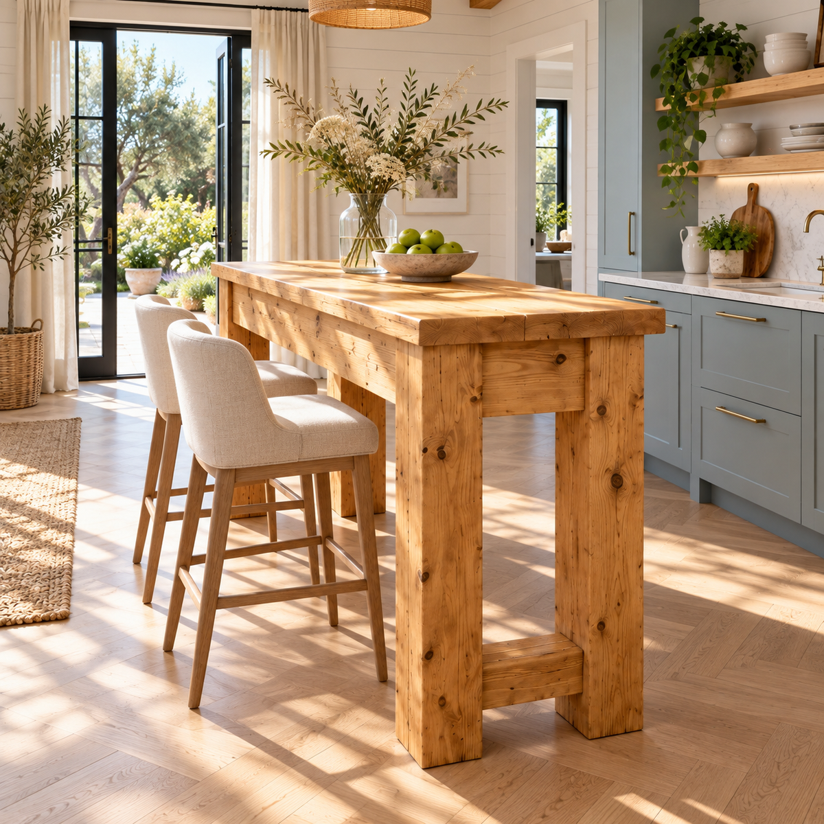 Canyon Light Oak Colour Solid Wood Table / Breakfast Bar / Console Unit