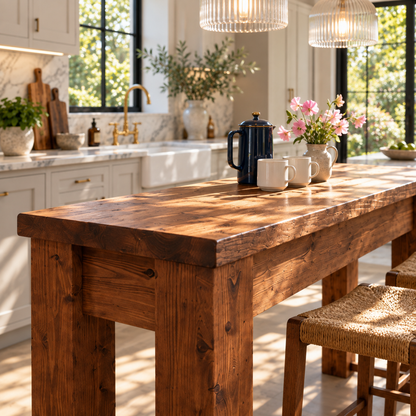 Canyon Walnut Colour Solid Wood Table / Breakfast Bar / Console Unit