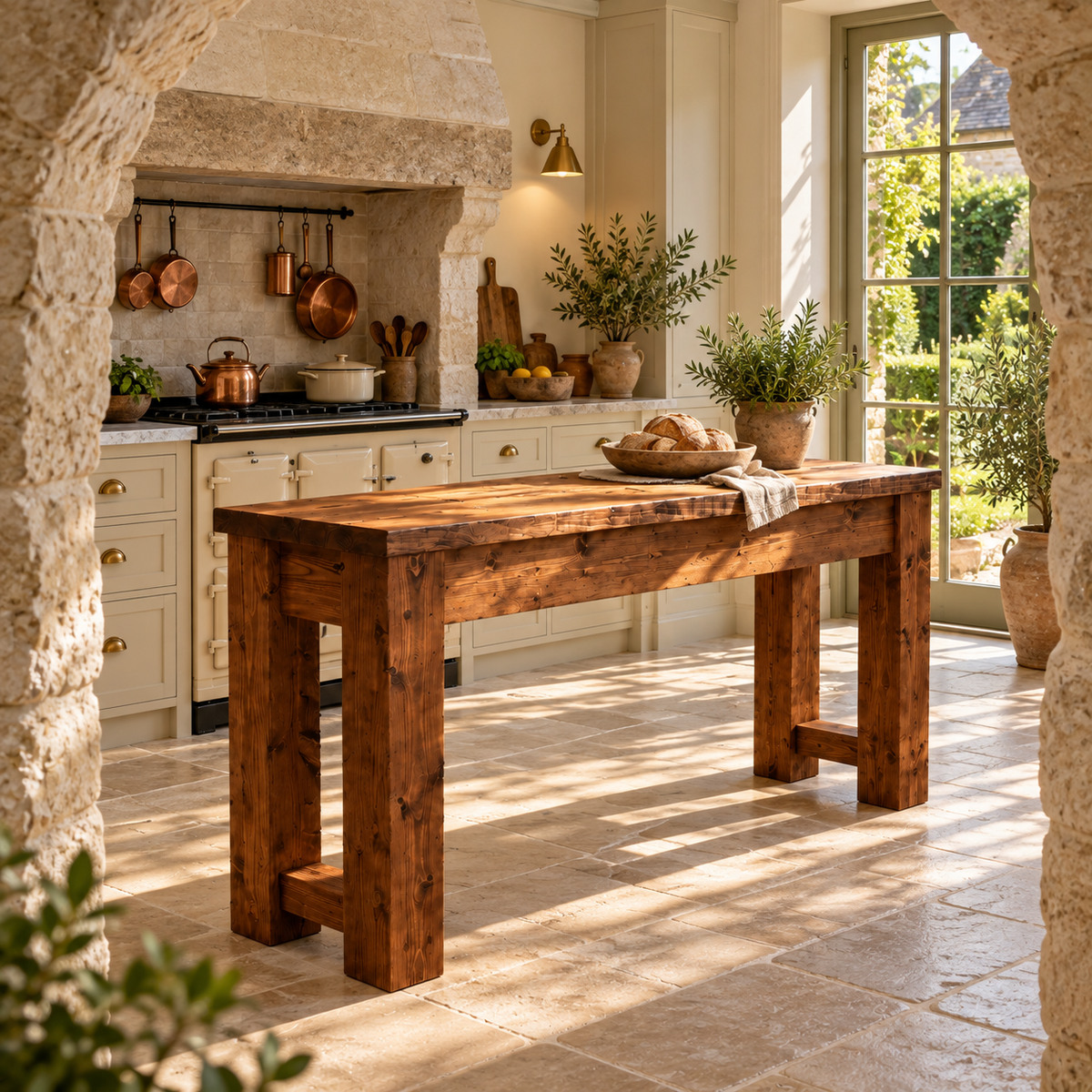 Canyon Walnut Colour Solid Wood Table / Breakfast Bar / Console Unit