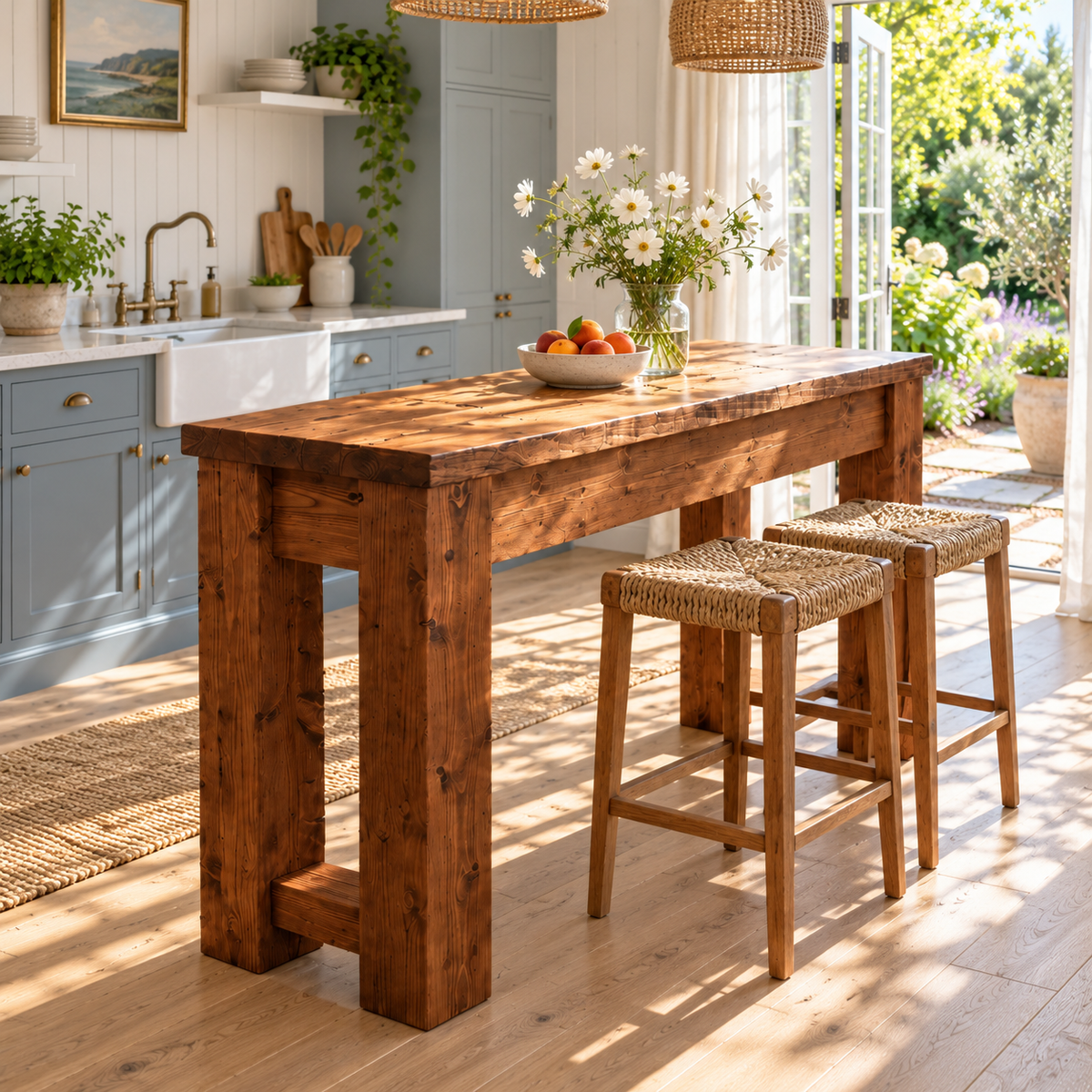 Canyon Walnut Colour Solid Wood Table / Breakfast Bar / Console Unit