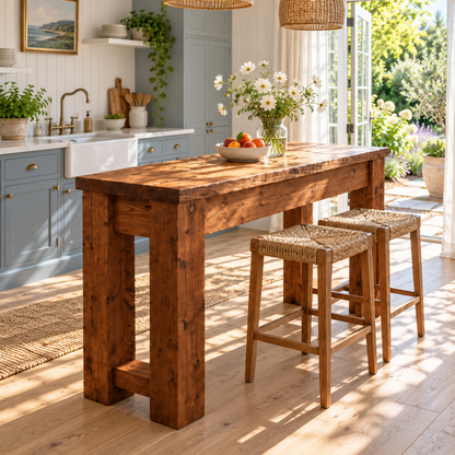 Canyon Walnut Colour Solid Wood Table / Breakfast Bar / Console Unit