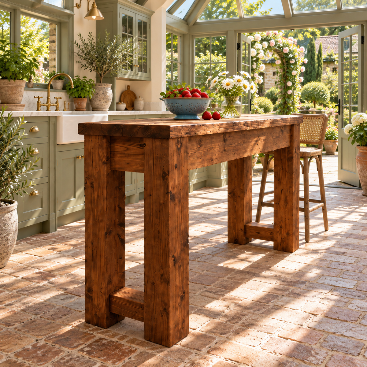 Canyon Walnut Colour Solid Wood Table / Breakfast Bar / Console Unit