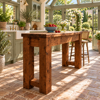 Canyon Walnut Colour Solid Wood Table / Breakfast Bar / Console Unit