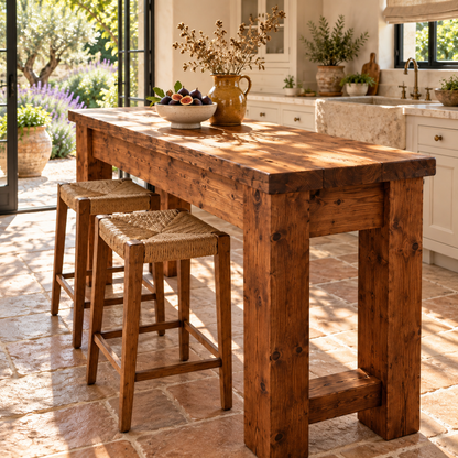 Canyon Walnut Colour Solid Wood Table / Breakfast Bar / Console Unit