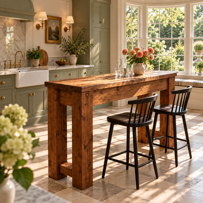 Canyon Walnut Colour Solid Wood Table / Breakfast Bar / Console Unit