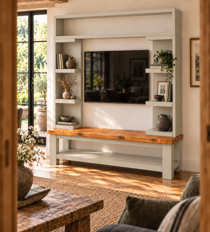 Cavendish Cashmere Media Wall Unit with TV Stand & Shelving Solid Wood