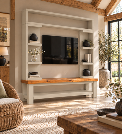 Cavendish Cashmere Media Wall Unit with TV Stand & Shelving Solid Wood