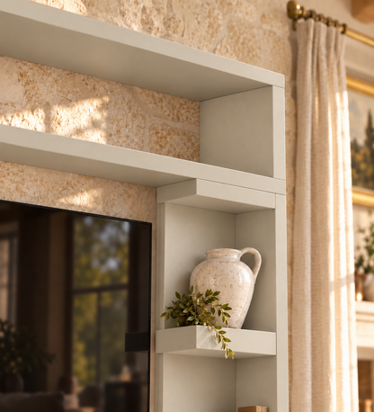 Cavendish Cashmere Media Wall Unit with TV Stand & Shelving Solid Wood