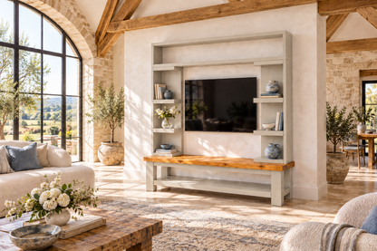 Cavendish Cashmere Media Wall Unit with TV Stand & Shelving Solid Wood