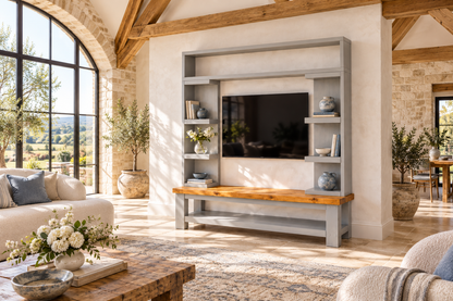 Cavendish Light Grey Media Wall Unit with TV Stand & Shelving Solid Wood