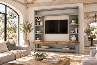 Cavendish Medium Grey Media Wall Unit with TV Stand & Shelving Solid Wood