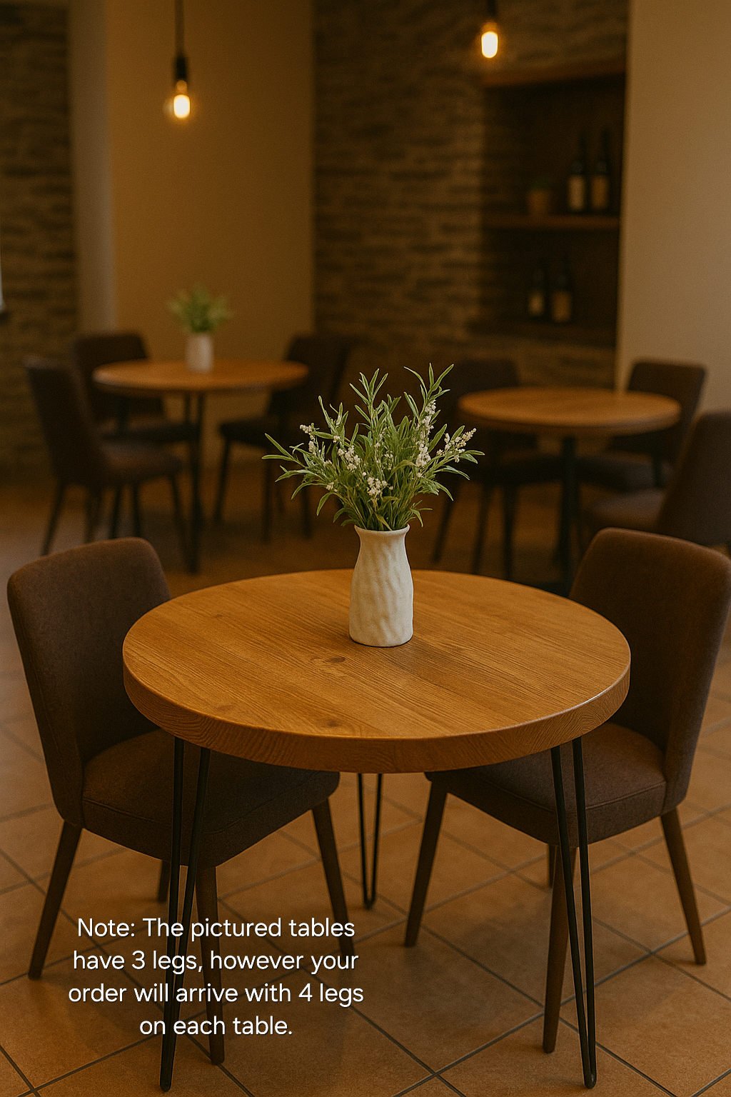 Round Solid Wood Tables With Hairpin Legs For Cafes and Restaurants Hospitality (Bulk Order)