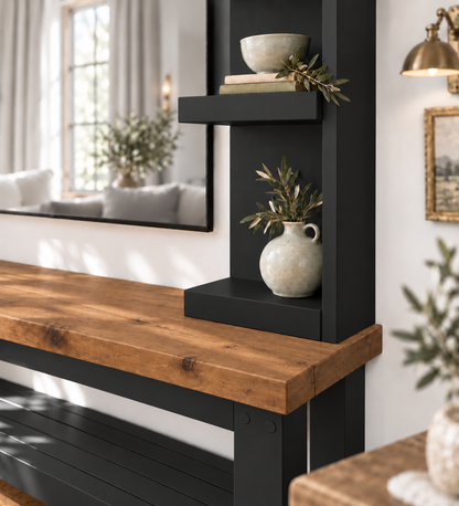 Cavendish Black Media Wall Unit with TV Stand & Shelving Solid Wood