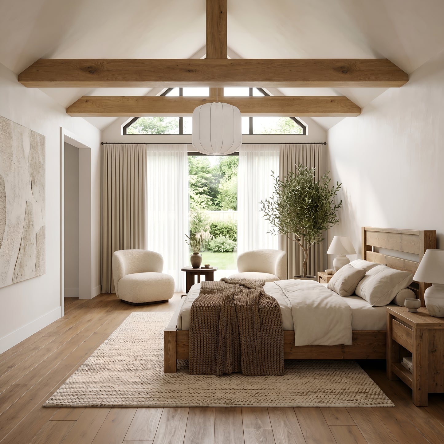 CHELSEA Bed Frame 30cm High  / Chunky Solid Rustic Pine Bed with Headboard