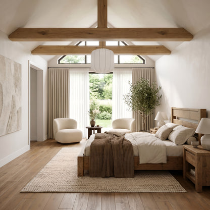 CHELSEA Bed Frame 30cm High  / Chunky Solid Rustic Pine Bed with Headboard