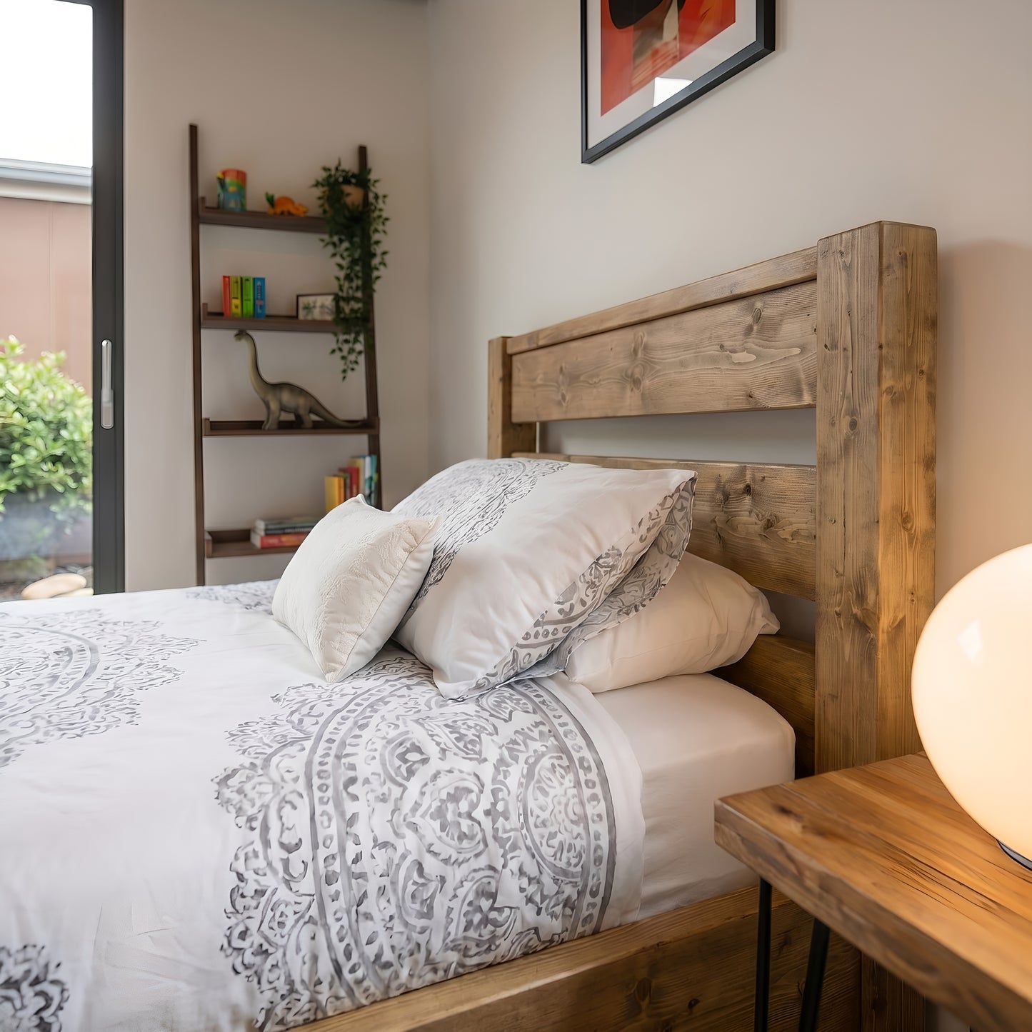 CHELSEA Single Bed Frame 30cm High  / Chunky Solid Rustic Pine Bed with Headboard