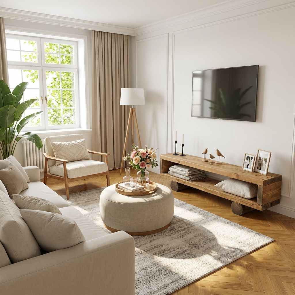 Handmade Rustic Solid Wood TV Unit: Timber Media Console