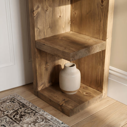 Cotswold Solid Wood Corner Bookshelf –  Bookcase, Rustic Scandinavian Design